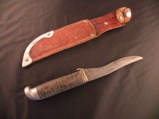 Vintage Western Boulder cold Bowie, hunting, fishing knife w/ leather 