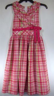 Bonnie Jean Girls Size 10 14 16 Fuchsia Plaid Crossover Dress