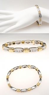 Genuine Diamond Tennis Bracelet Two Tone 18K Gold skucn7721