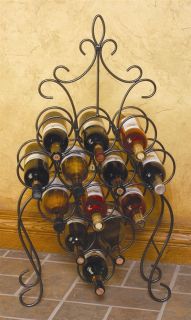 Victorian Dark Pewter Wrought Iron Wine Holder Rack 13 Bottle Storage
