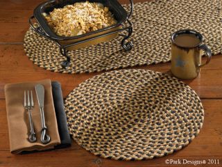 Placemat Park Designs Dining Placemat Braided Round Black Brown Tan 