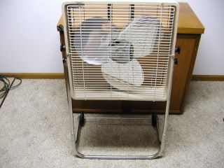 VINTAGE 2 SPEED BOX FAN ROLLING STAND COAST TO COAST STORES BY McGRAW 
