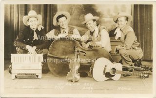 Ranch Boys Country Western Music Band w Bass Violin Accordion Antique 