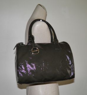 NWT Furla D Light Bosco Grey Patent Leather Satchel Handbag Bag Made 