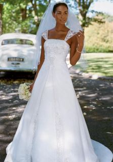 Davids Bridal Wedding Dress gown V9010 Size 12 unaltered Chiffon Split 