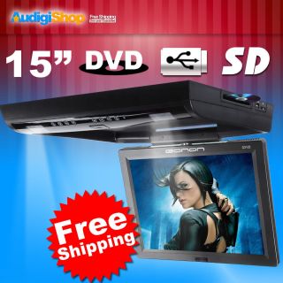 D3103G HD Screen 15 XGA Car Flip Down Monitor DVD Player Roof Mount 