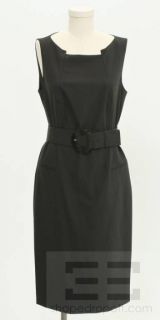 Boss Hugo Boss Black Wool Sleeveless Belted Shift Dress Size US 12 New 