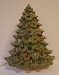 Vtg Ceramic Lighted Christmas Tree Flat Wall Design Classic Christmas 