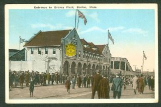 Boston MA Braves Field New Baseball Stadium Postcard circa 1915