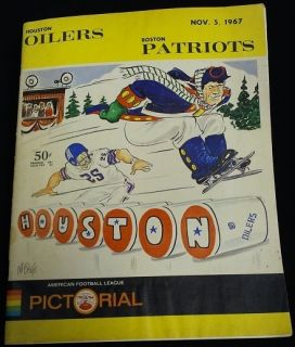 BOSTON PATRIOTS Vs HOUSTON OILERS 11 5 1967 Game Program FENWAY PARK 
