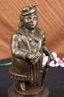 Stoic Abstract Woman by Botero Bronze Sculpture Statue