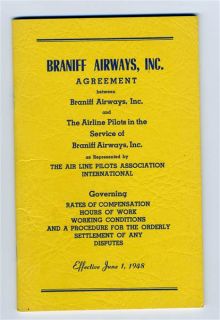 Braniff Airways Pilots Agreement 1948 Alpa