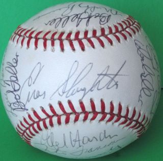 Bob Feller Lou Boudreau Signed Ball Baseball Signed Auto Autograph 
