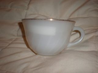Vintage White Swirl Fire King Tea Cup Oven Ware Cup USA