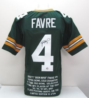 Brett Favre Signed Green Bay Packers Stat Jersey Favre Holo Proof