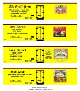 Beer & Wine boxcar set #1, Z scale printed sides