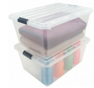   Container Box with Buckles Plastic Storage Bins CB 38 2 Boxes