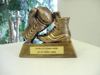 Bronze Finish Resin Boxing Trophy Fighting Sculpture