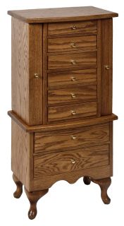 Amish Oak Jewelry Armoire Boxes Standing Wooden Large