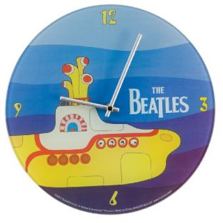 NEW Vandor 12 Inch Glass Wall Clock The Beatles Yellow Submarine