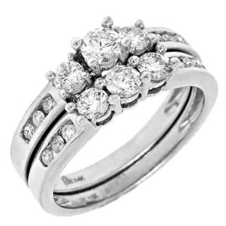   Stone Diamond Bridal Wedding Set Engagement Ring 14k White Gold