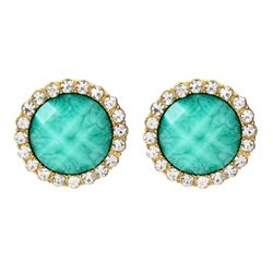Amrita Singh Bridgehampton Gold Earrings Large Stud Turquoise Crystal 