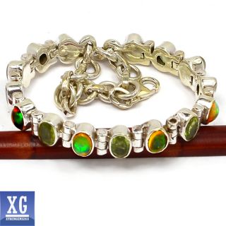   14g Ethiopian Opal Peridot 925 Sterling Silver Bracelet Jewelry