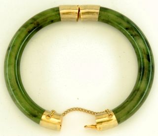 chinese spinach green jade hinged bangle bracelet 2 3 8 inside 