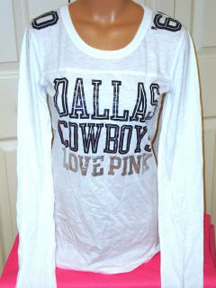 Victorias Secret Love Pink Dallas Cowboys Top Long Sleeve T Shirt Tee 