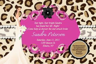 Hot Pink Bridal Shower Invitations Leopard Cheetah Diva Bride