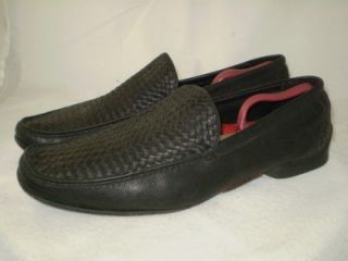brass boot woven leather slip on loafers black 13 m