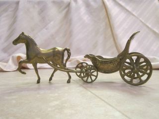 Vintage Brass Horse and Carriage Buggy Coach Italy Artmark Brass Buggy 