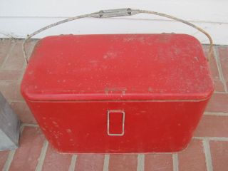 Vintage Metal Red Ice Chest Cooler with Extra Insert