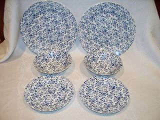 Broadhurst Blue May Blossom Staffordshire Plates Bowls