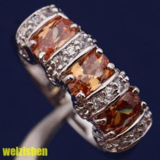 6mm 18K Gold Filled Brown Morganite Gemstone Fashion Jewelry Rings 
