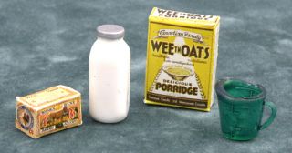 Dollhouse Mini Breakfast Food Cereal Lunch Vintage 4pc