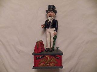   Collectable Uncle Sam Mechanical Bank Metal Made in China Works well