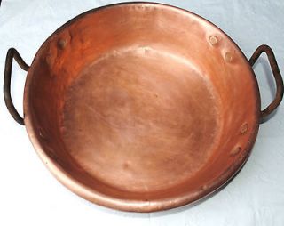 antique french copper wrought iron jam basin pot heavy from