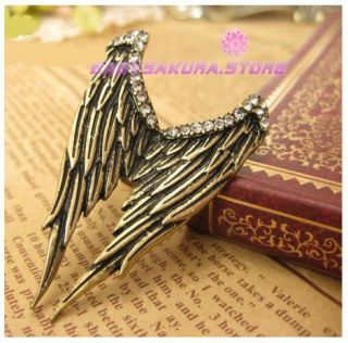 Retro Vintage Rhinestone Stereo Angel Wings Classical Lovely ring 