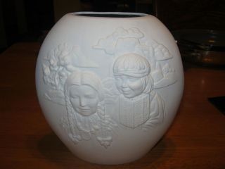 Precious Native Children raised on vase in Ceramic Bisque, Ready to 