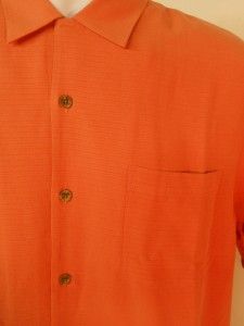 Tommy Bahama s Silk Camp Shirt Solid Orange Small New