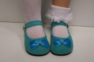 aqua blue suede doll shoes for 18 effanbee katie time