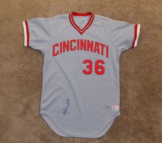 Mario Soto Game Used Signed Autographed 36 Cincinnati Reds Road Jersey 