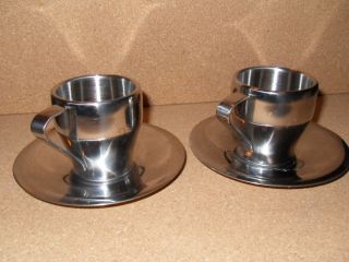 Pair of Breville Cafe Roma Stainless Demitasse Espresso Cups and 