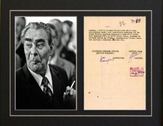 Leonid Brezhnev USSR Soviet Union Signed Autograph Rep