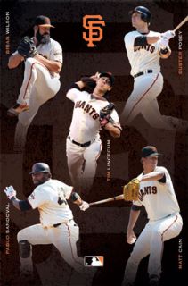   Giants 2012 MLB Action Poster BUSTER POSEY, Lincecum Cain Sandoval