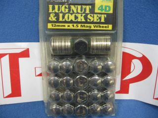 Chrome Lug Nut Lock Set 12MM 1.5 Mag Wheel Washers 4D Cragar Key 