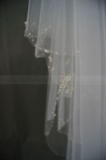   Handmade Beaded Crescent Edge with Comb Bridal Accessories Veil
