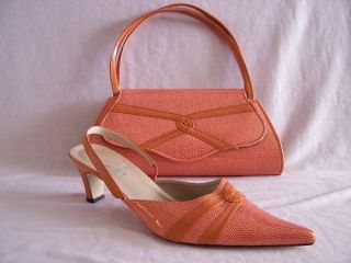 New Evening Bridal Wedding Peach Shoes Matching Bag
