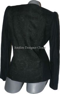 Elie Tahari Victorian Ruffle Jacquard Lace Jacket Blazer Black 10 $498 
